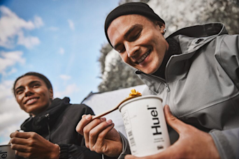 People Eating Huel Hot & Savoury Pots