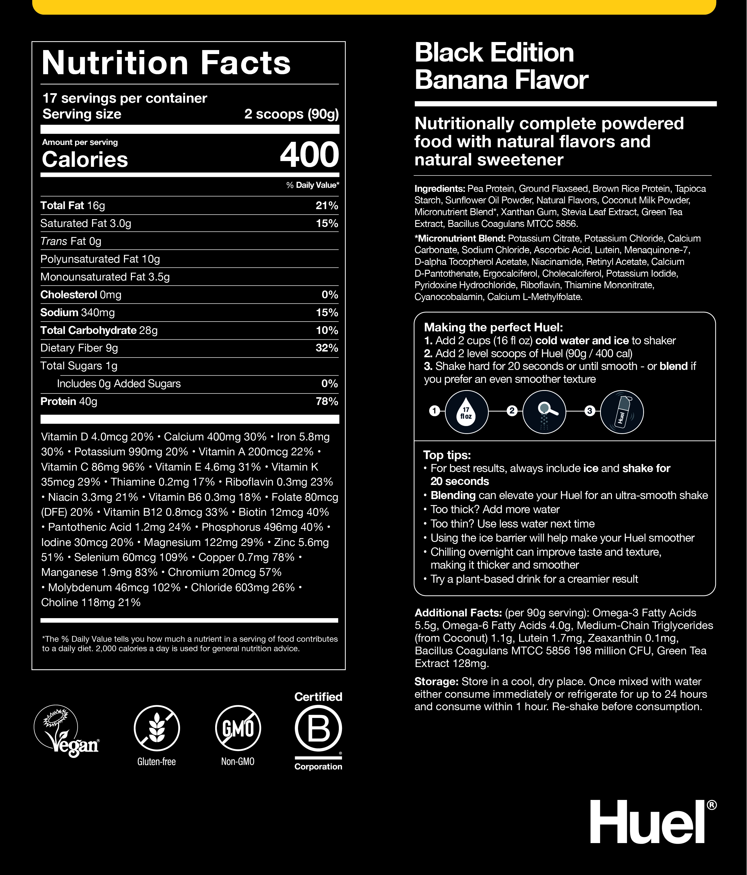 Black Edition | Meal Replacement Protein Powder | Huel US