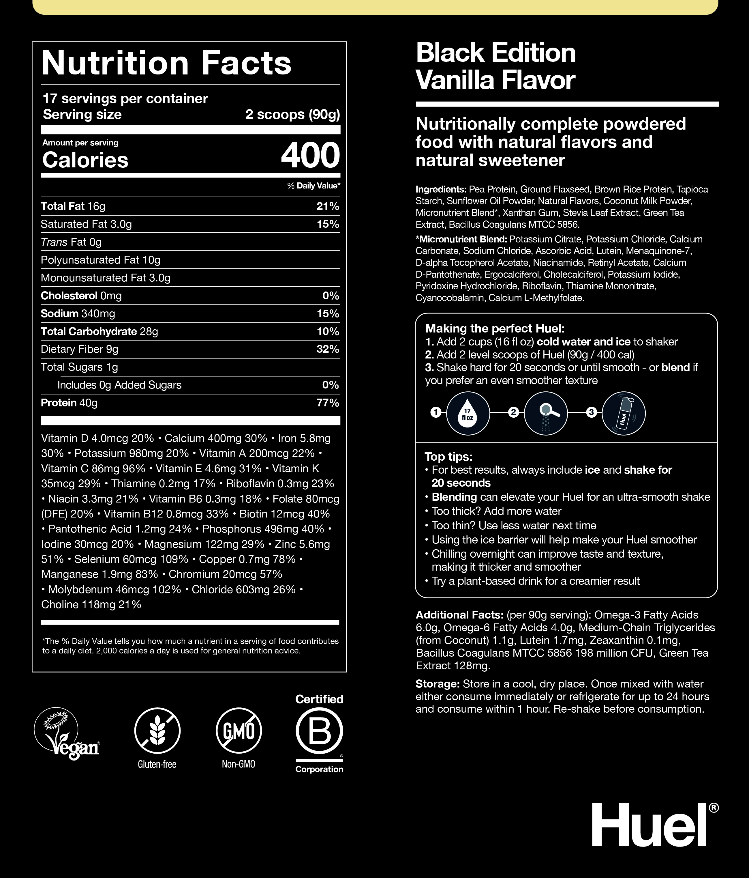 Black Edition | Meal Replacement Protein Powder | Huel US