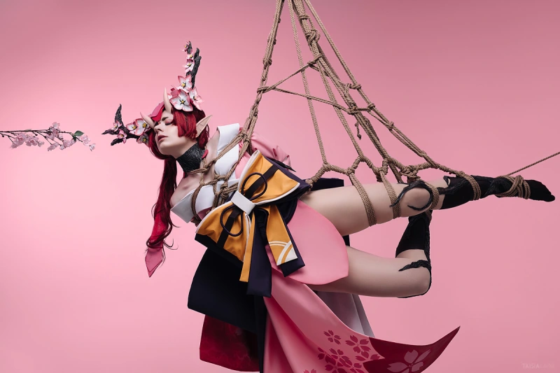 Momo no Sei cosplay shibari shoot with suspension (ONMYOJI) - gallery image 10