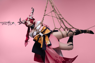 Momo no Sei cosplay shibari shoot with suspension (ONMYOJI)