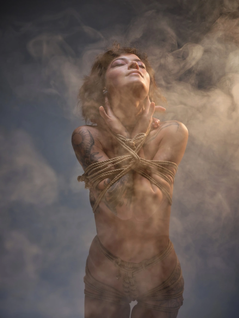 Leyla naked in smoke - gallery image 8