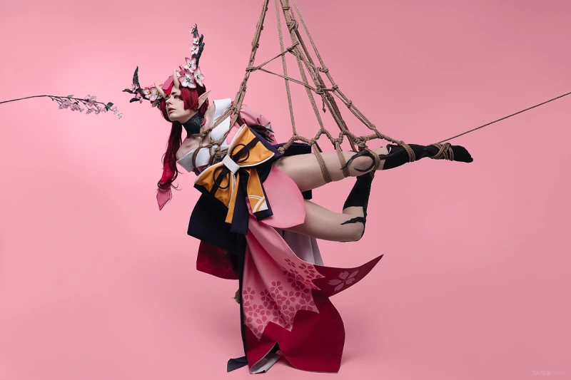 Momo no Sei cosplay shibari shoot with suspension (ONMYOJI) - gallery image 9