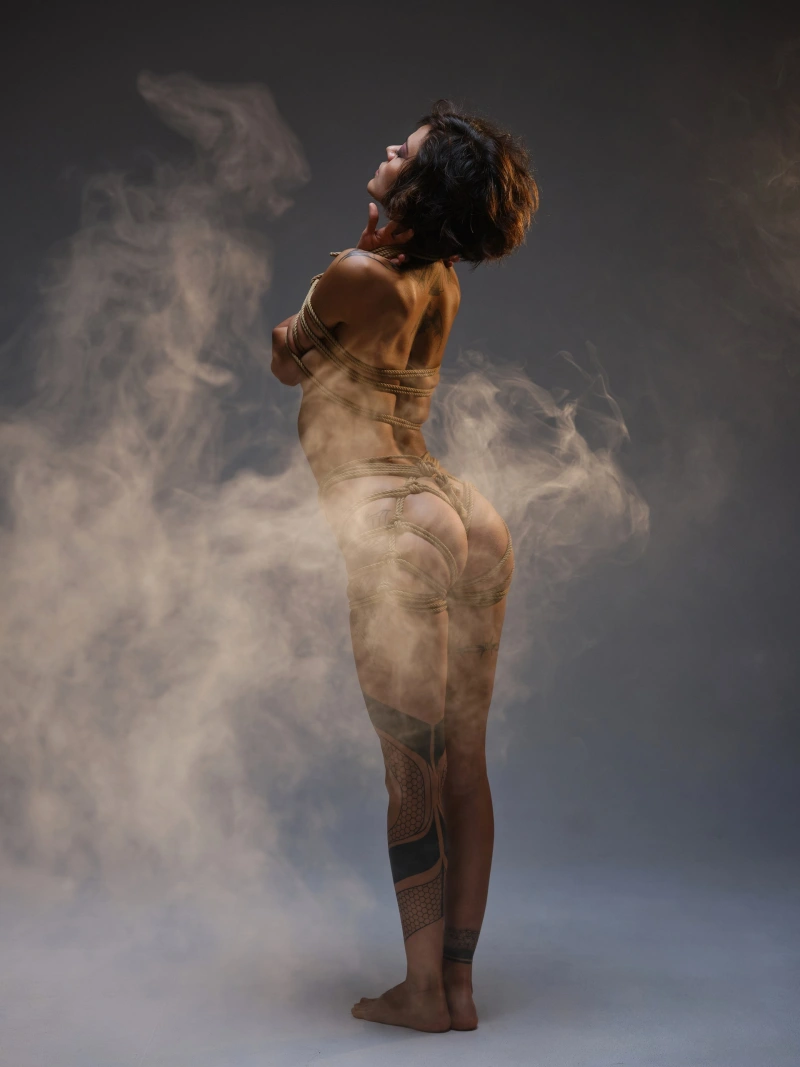 Leyla naked in smoke - gallery image 1