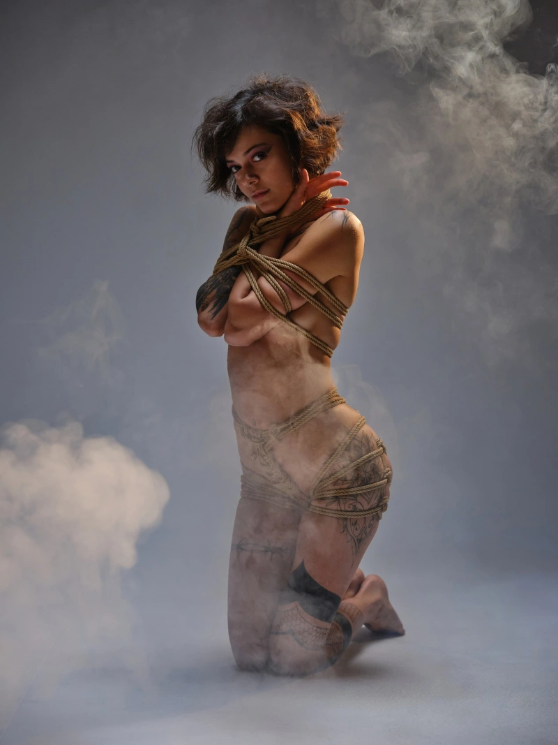 Leyla naked in smoke - gallery image 4