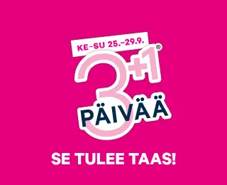 Tervetuloa viettämään kanssamme pinkkien hintojen juhlaa – 3+1 PÄIVÄÄ keskiviikosta sunnuntaihin 25.–29.9. Sokoksella, Sokos Emotionissa ja sokos.fi.