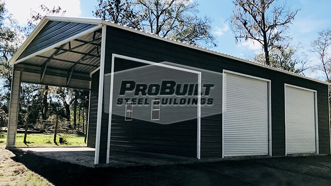 44'x36'x12' Metal Garage with Lean-to