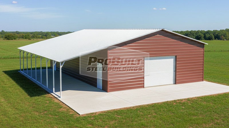 36x25 Garage with Lean-to - Probuilt Steel Buildings