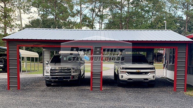 24x30 Two Car Metal Carport