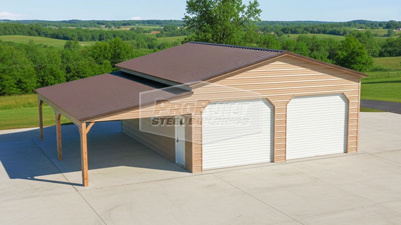 34x25x10 Vertical Roof Garage - 34x25 Vertical Roof Metal Garage
