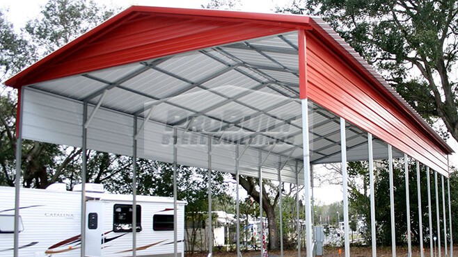 12' x 31' RV Cover With A-Frame Metal Roof