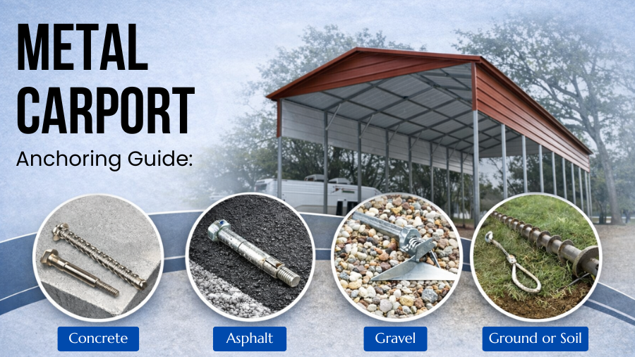 thumbnail for Metal Carport Anchoring Guide: Concrete vs Asphalt vs Gravel (What to Use & When)
