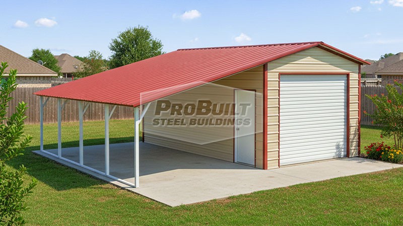 24x20 Garage with Lean-to - Probuilt Steel Buildings