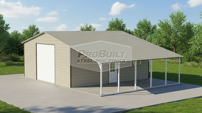 36x25 Boxed Eave Roof Garage - Probuilt Steel Buildings