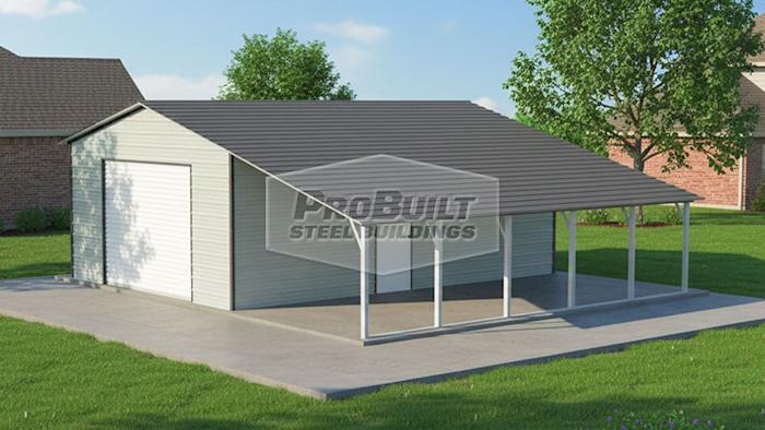 30x25 Garage with Lean-to
