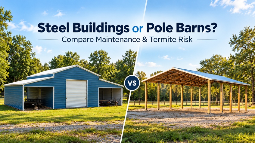 thumbnail-Steel Buildings vs. Pole Barns: Which Requires Less Maintenance and Handles Termites Better