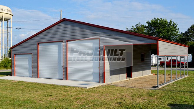 24' x 31' x 12' Vertical roof garage with 2 lean to