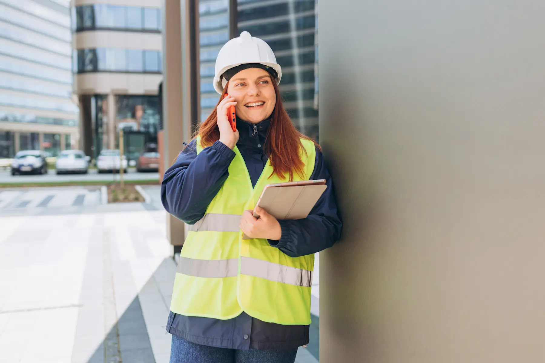 Worker on phone