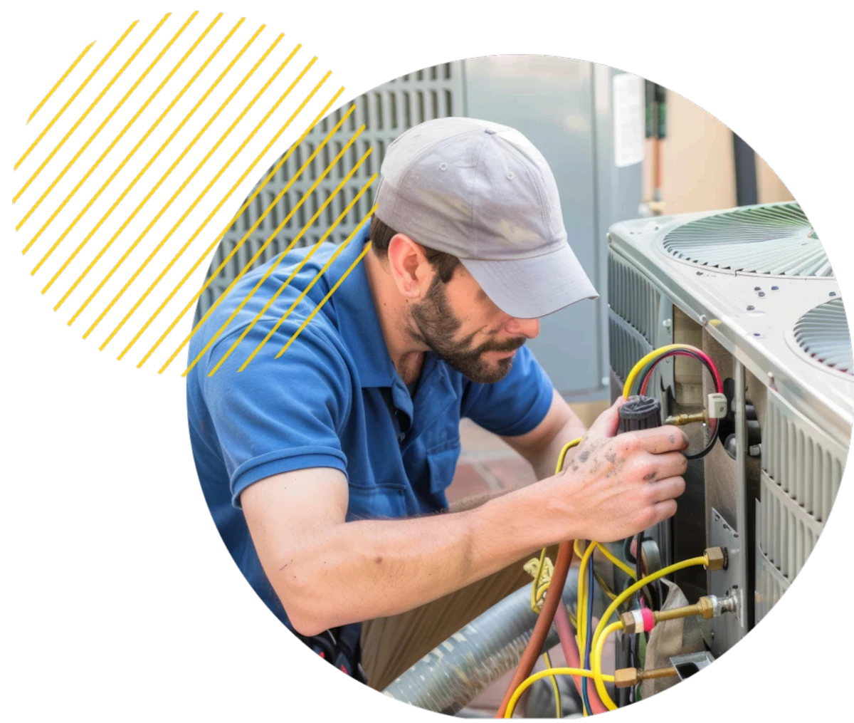 HVAC technician working on an AC unit