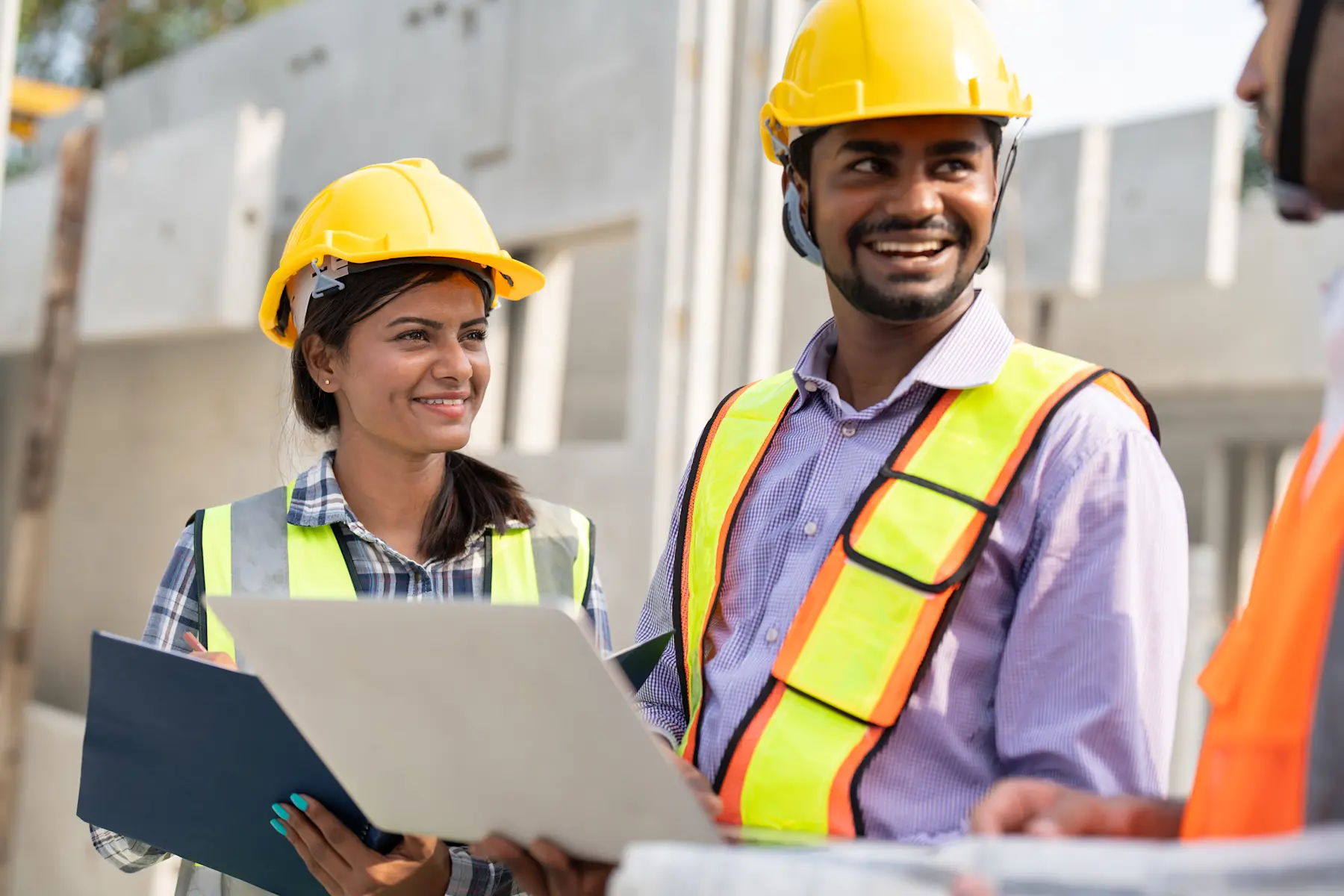 two construction workers on site