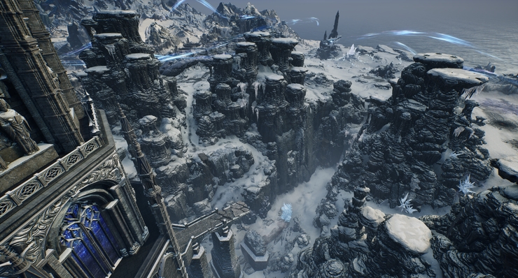 A frozen rift torn open by the giant Tumgir, sealed by the sacrifice of elven archmage Shemir. The scar of his sacrifice lies buried beneath a colossal tower.
