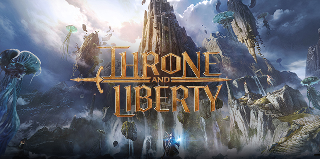 A mystical fantasy landscape with towering cliffs and floating islands amid misty clouds. Glowing jellyfish-like creatures drift through the air as waterfalls cascade down rocky terraces.