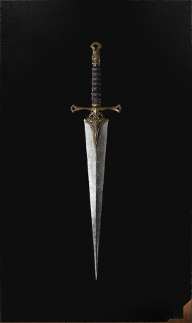 Imagen de una daga larga con empuñadura de oro.