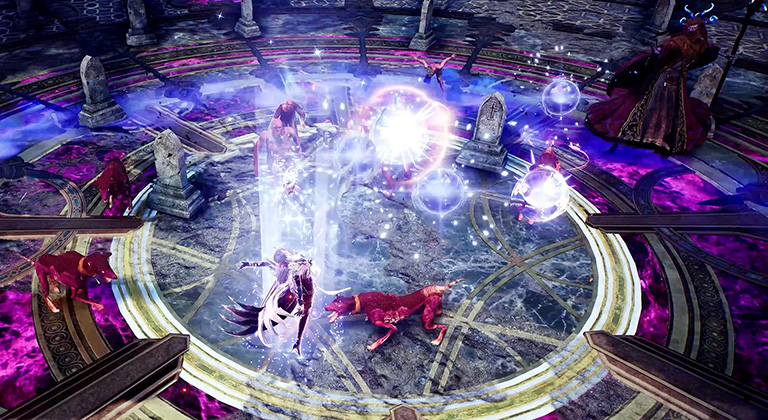 Escena del videojuegos en segundo plano