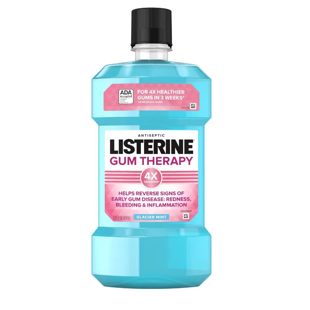 Front Pack Shot of LISTERINE® GUM THERAPY Glacier Mint Antiplaque & Antigingivitis Mouthwash 1Liter