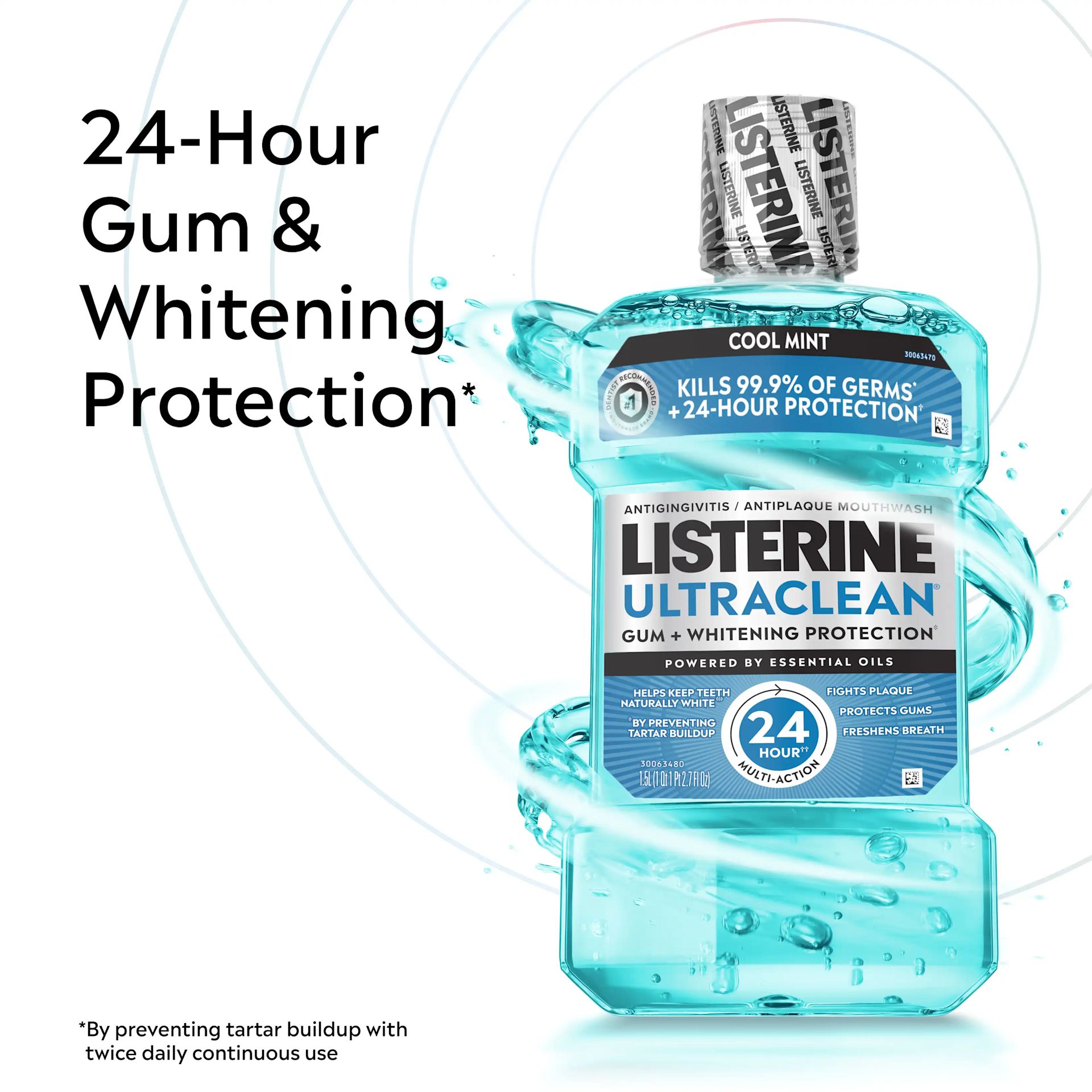 LISTERINE® ULTRACLEAN® Gum + Whitening 24-Hour Gum & Whitening Protection