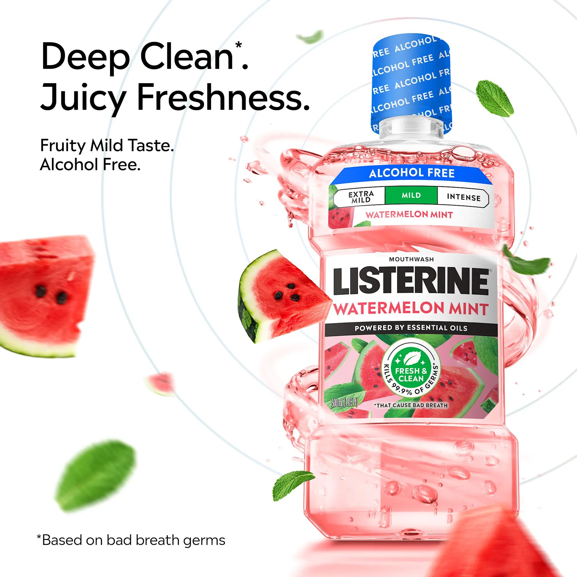 LISTERINE® Alcohol Free Watermelon Mint Mouthwash Deep Clean Juicy Freshness