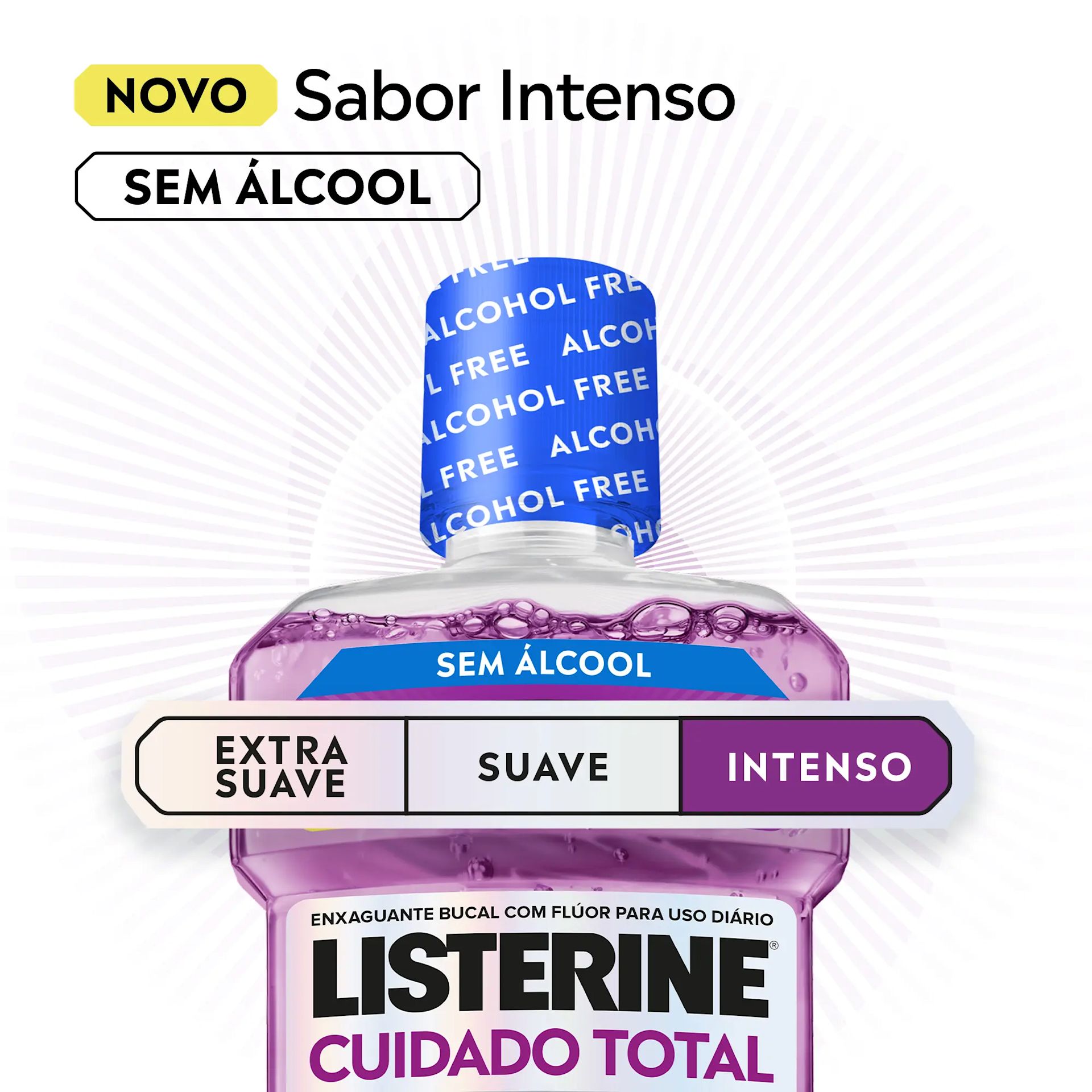 LISTERINE® CUIDADO TOTAL Intenso Enxaguante Bucal Sem Álcool