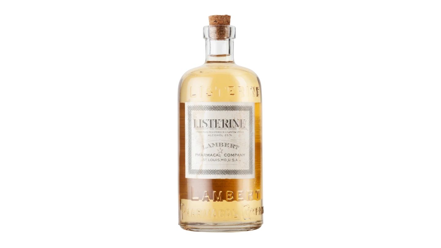 One of the first bottles of Listerine Original Antiseptic Mouthwash