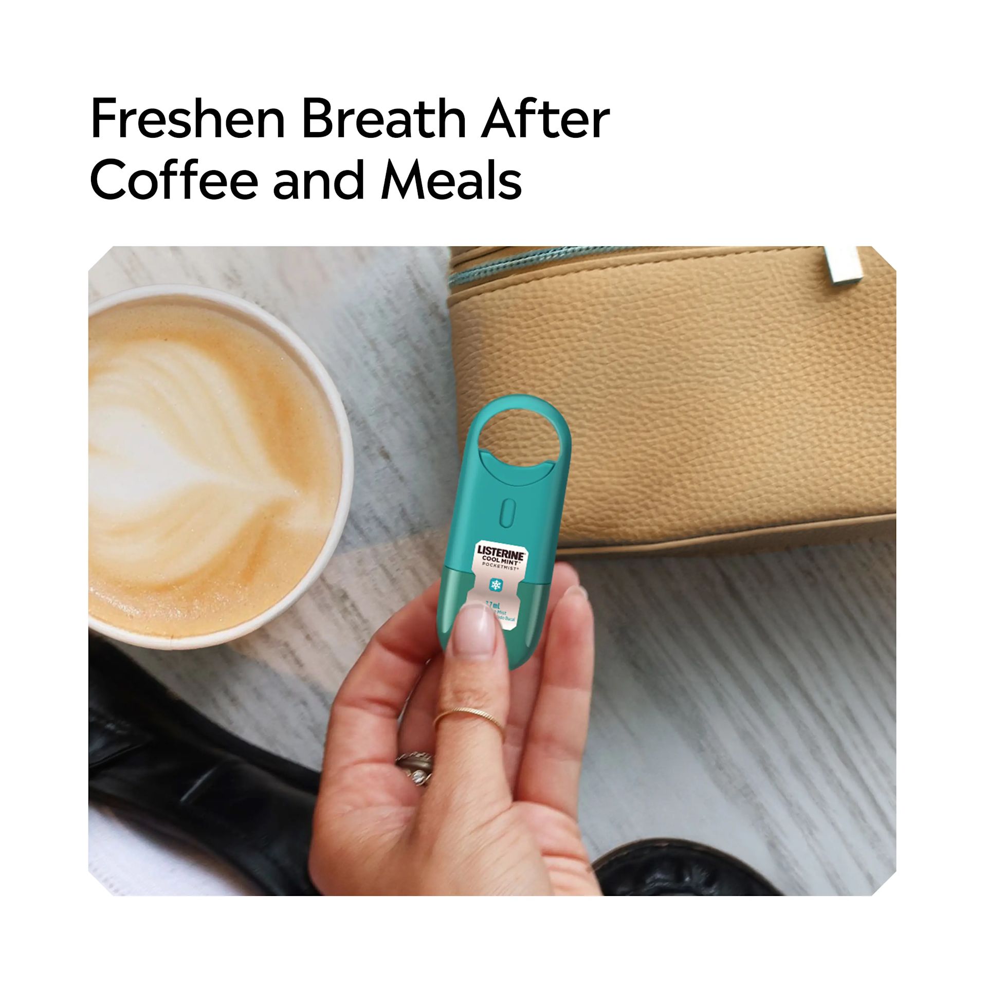 LISTERINE® COOL MINT® Pocketmist, freshen breath after coffee and meals