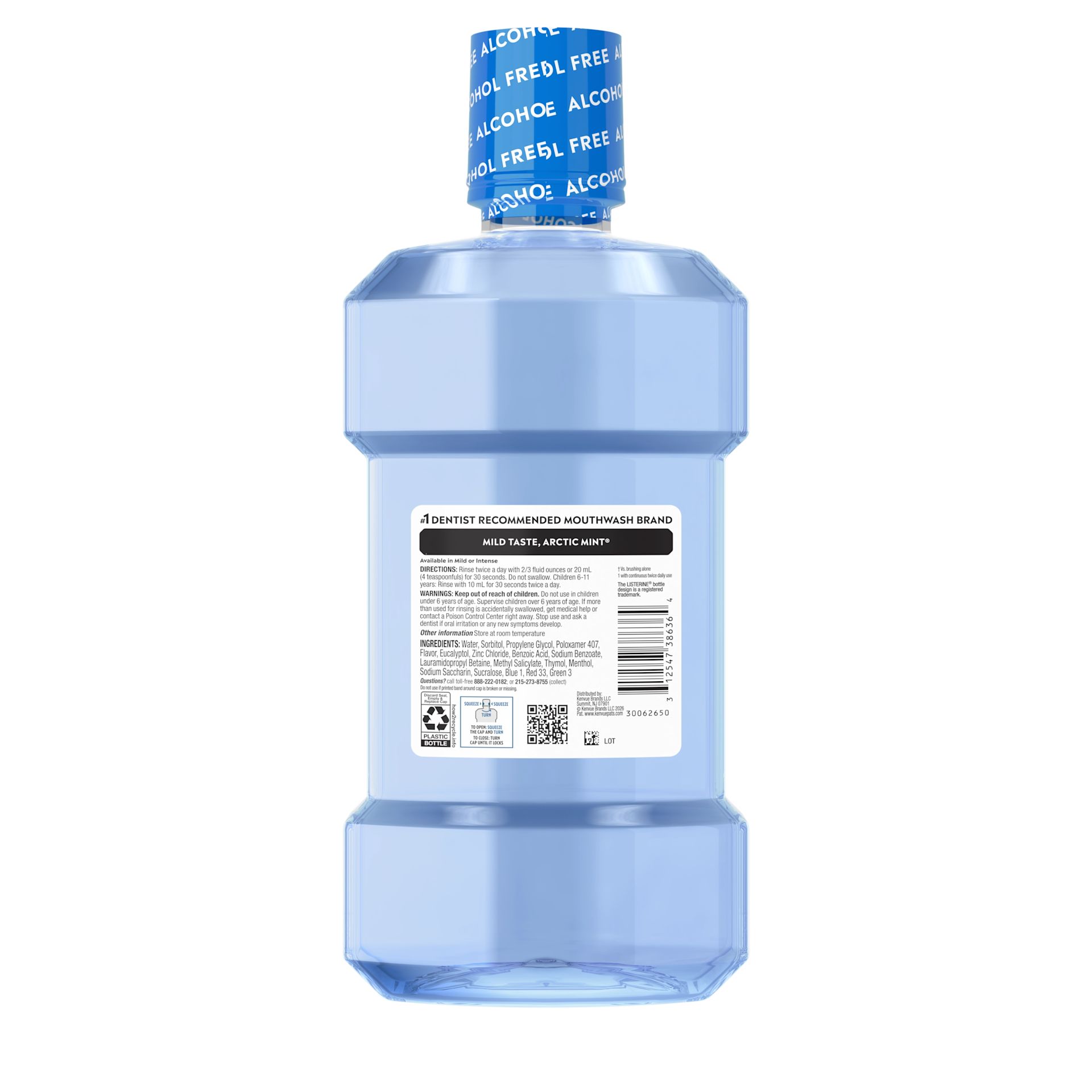 LIS US US 312547386364 523863687 794607 Ultraclean Alcohol Free 1L PR 00180 Back Pack shot of LISTERINE® ULTRACLEAN® AC Free Mild 1L