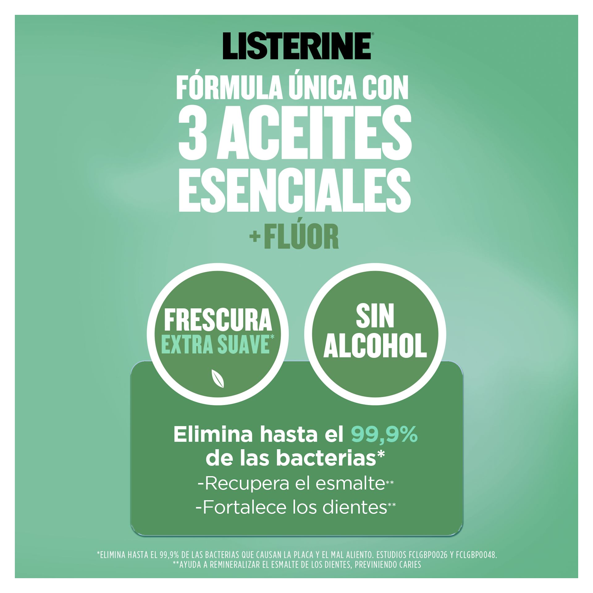 Fórmula única con 3 aceites esenciales + flúor