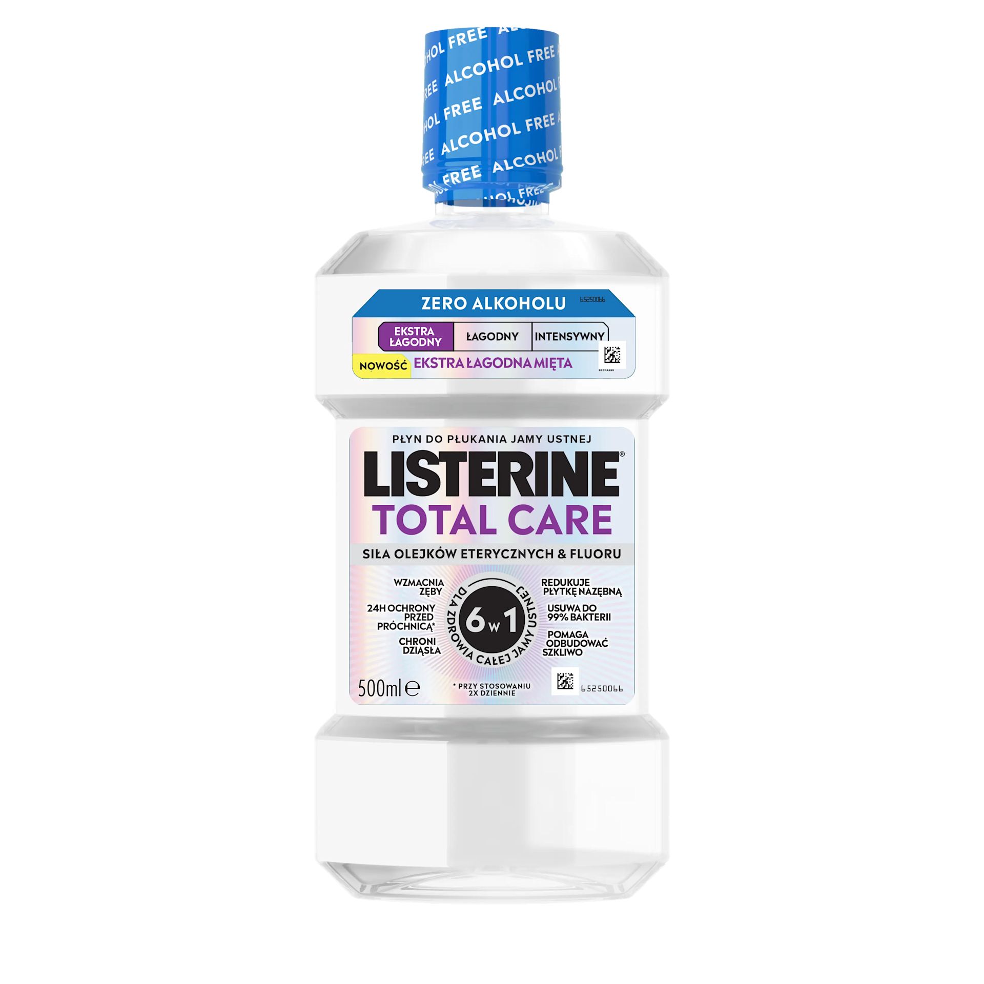 Płyn do płukania jamy ustnej LISTERINE® Total Care Ekstra Łagodny Smak (Zero Alkoholu), butelka 500 ml ​
