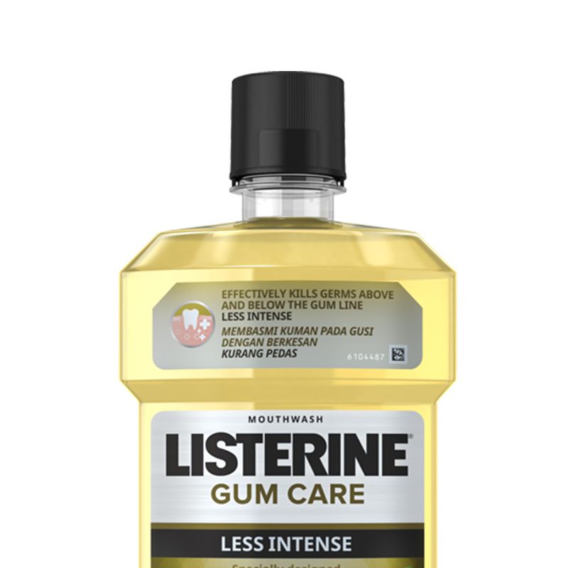 KAJIAN KLINIKAL MENDAPATI BAHAWA GUSI ANDA 2 KALI LEBIH SIHAT DENGAN PENGGUNAAN YANG BERTERUSAN. JADI, KUMURKAN DENGAN LISTERINE® 2 KALI SEHARI.