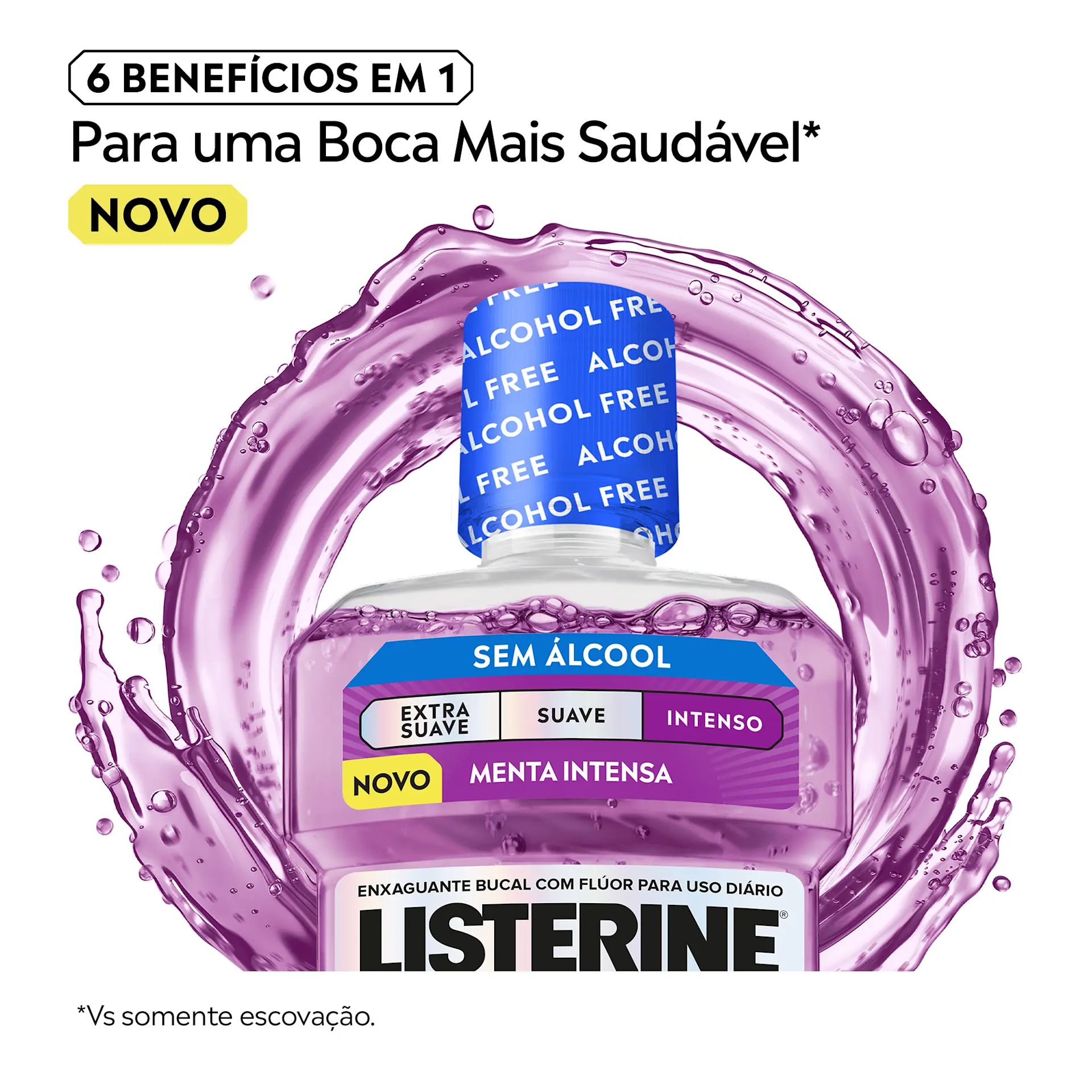 LISTERINE® CUIDADO TOTAL Intenso Enxaguante Bucal Sem Álcool