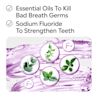 Essential oils to kill bad breath germs, sodium fluoride to strengthen teeth