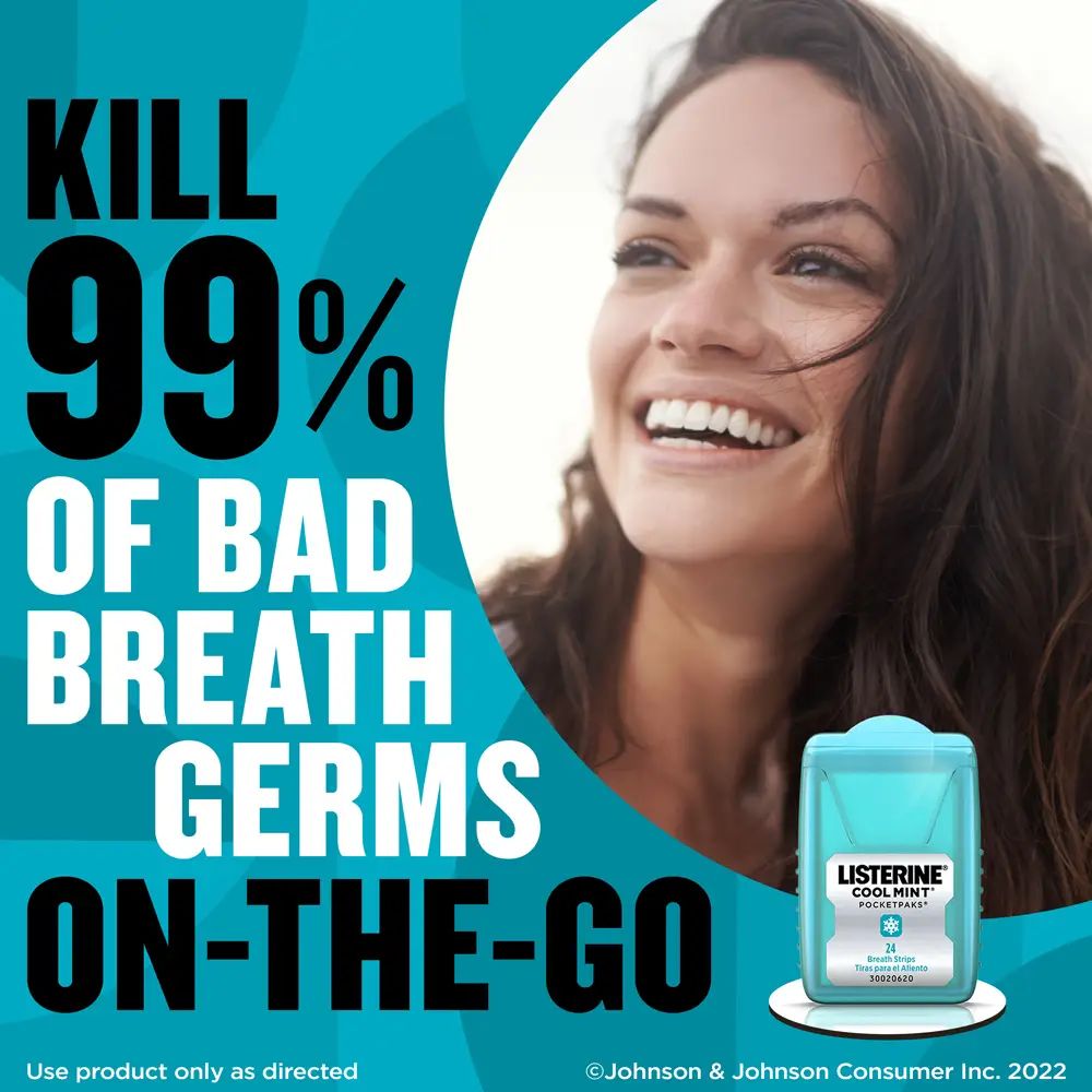 LIS_PocketPak_FreshBreath Kill Bad Breath Germs on the go with LISTERINE POCKETPAKS COOL MINT