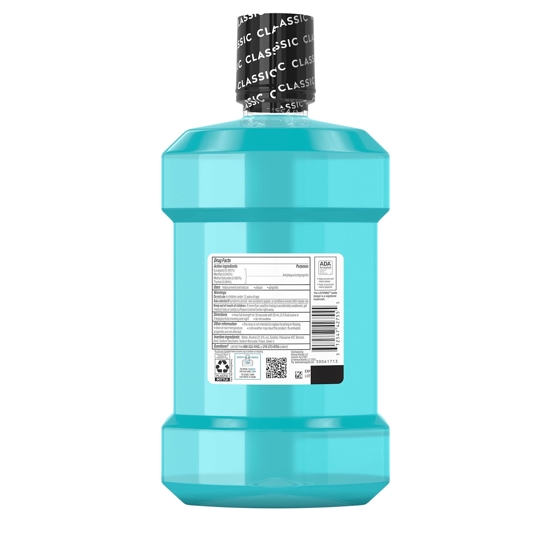 LIS USA US 312547427555 524275587 686712 Cool Mint Intense 1p5L PR 00180 Back Pack shot of LISTERINE® COOL MINT® Intense Antiseptic Mouthwash 1.5L