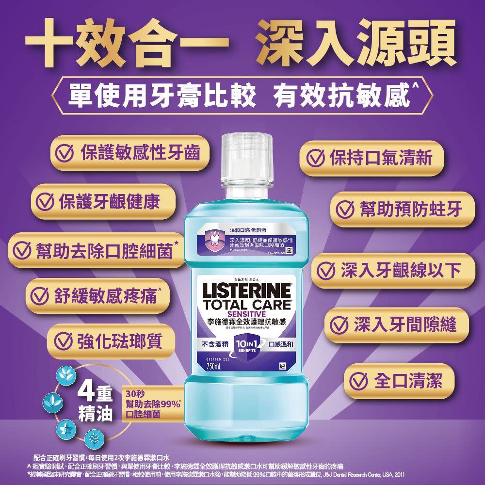 李施德霖全效護理抗敏感漱口水 - Image 9 - Listerine - zh-Hant-TW