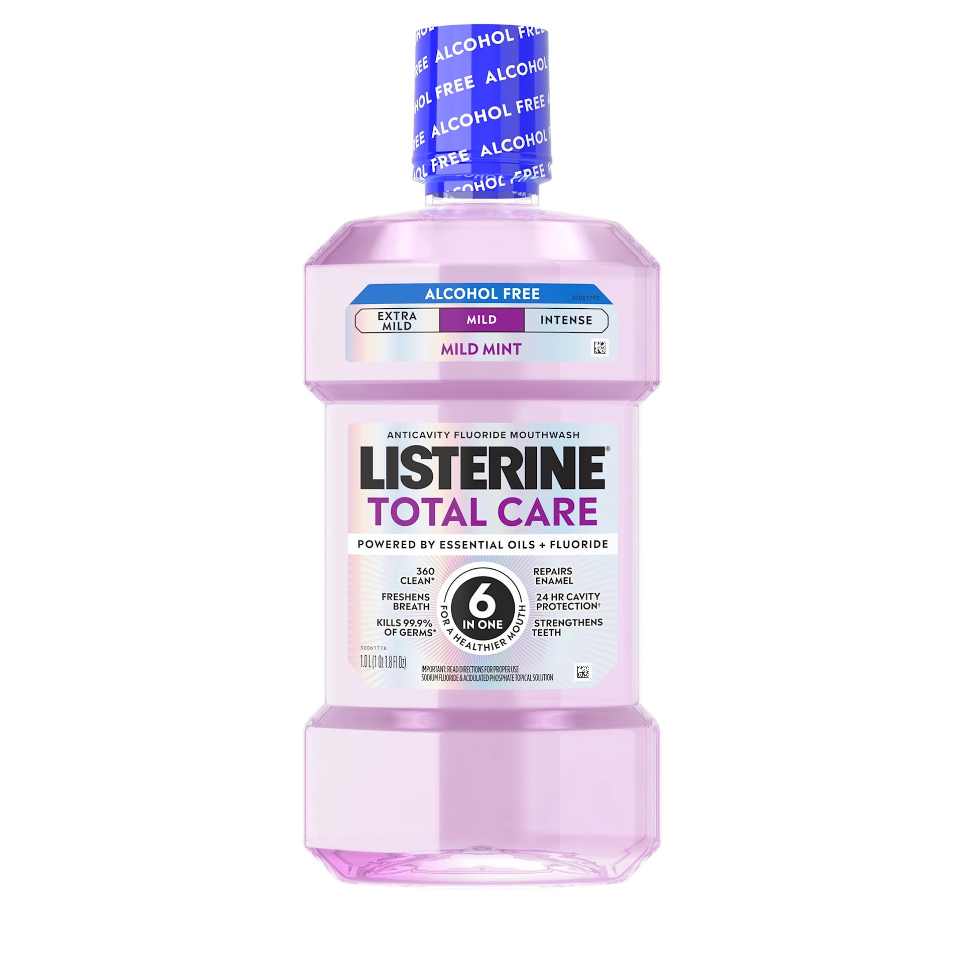 Front Pack shot of LISTERINE® TOTAL CARE Alcohol Free Anticavity Fluoride Mouthwash FRESH MINT 1L