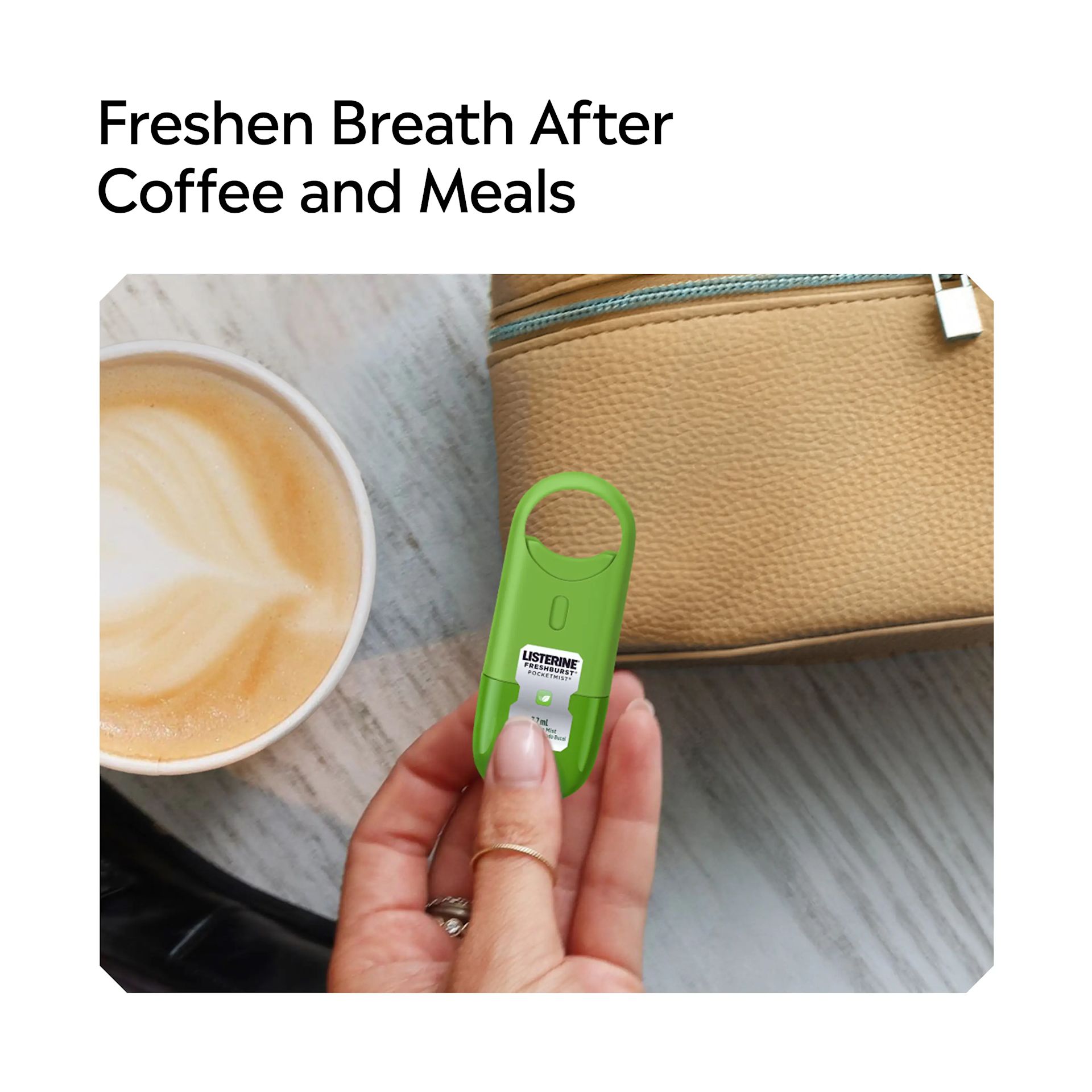 LISTERINE® FRESHBURST® Pocketmist, freshen breath after coffee and meals