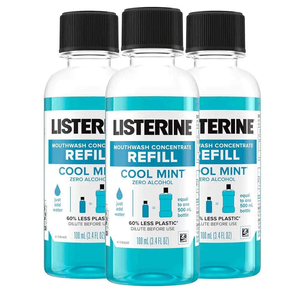 Listerine Cool Mint Mouthwash Concentrate Refill + zero alcohol, just add water for one 500ml bottle