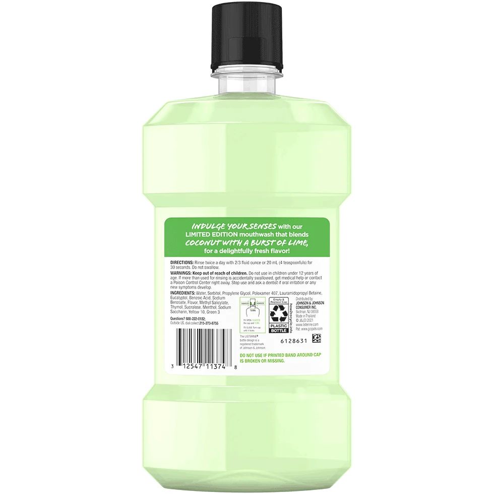 lis 312547113748 us zero alcohol mw coconut lime 500ml 00180 Listerine® Coconut & Lime Blend Mouthwash back