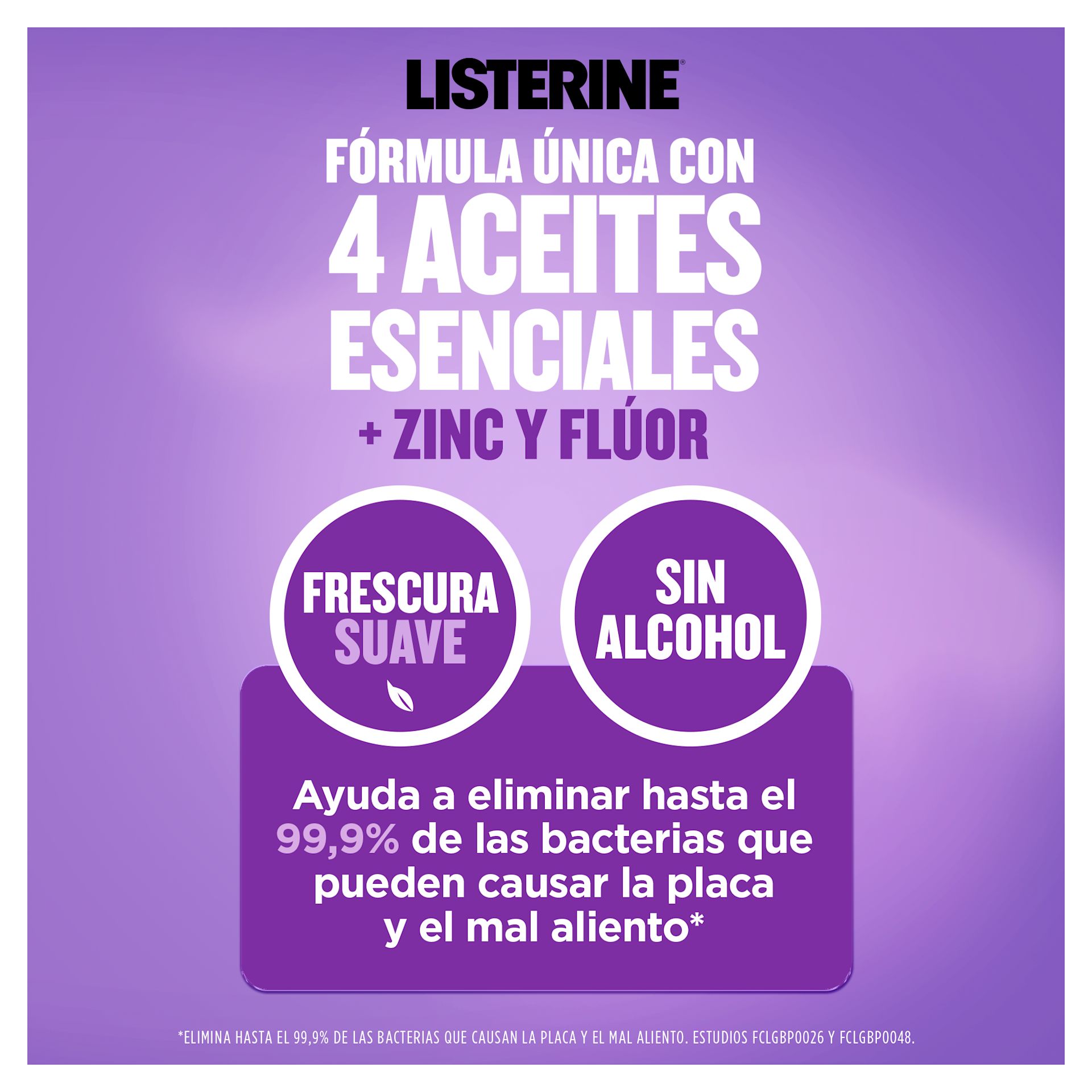 Fórmula única con 4 aceites esenciales + zinc y flúor