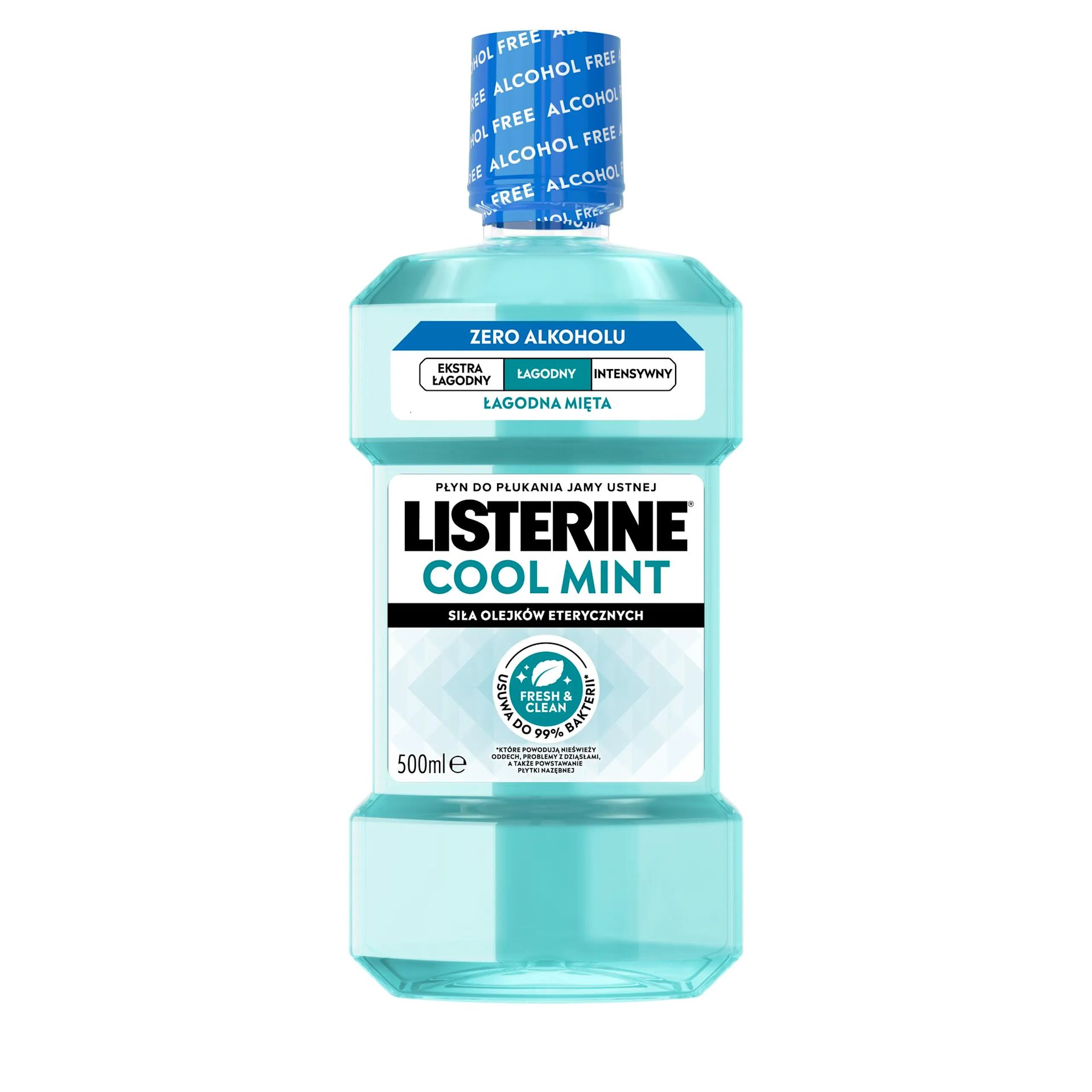 Płyn do płukania jamy ustnej LISTERINE® Cool Mint Łagodny Smak (Zero Alkoholu), butelka 500 ml​