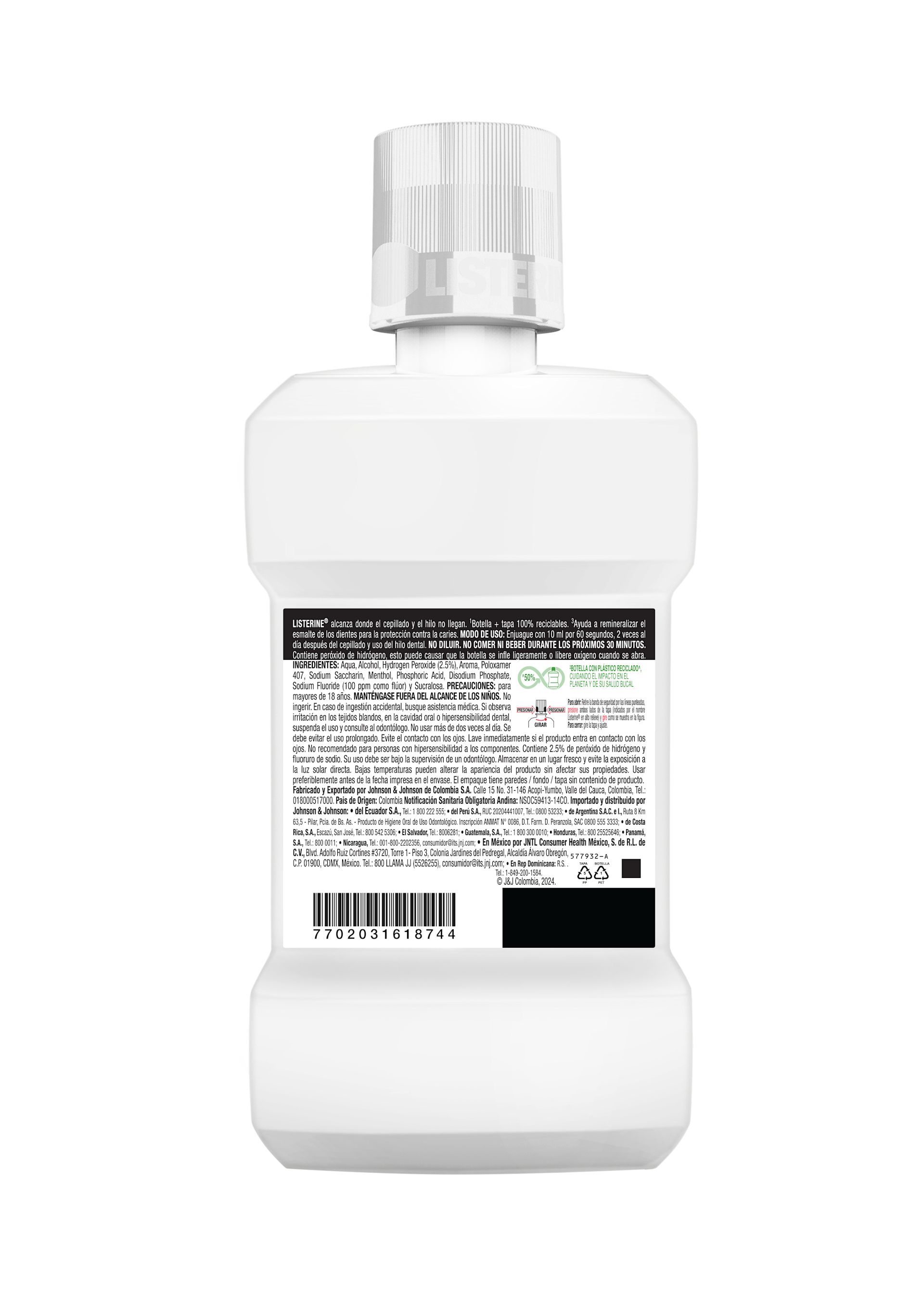 LISTERINE® Whitening Extreme Frescura Suave - Back of the Product